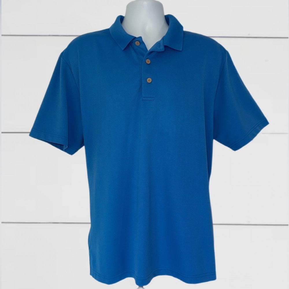 Cubavera Blue Polo Shirt Size Men's Size XLT Textured Performance Golf Style